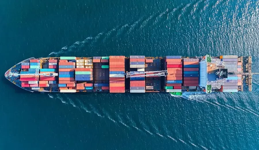 Container ship at port